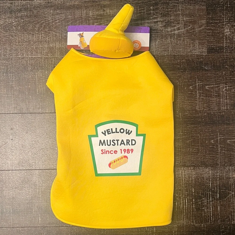 Yellow Mustard Bottle Pet Costume Funny Halloween Outfit Size XL